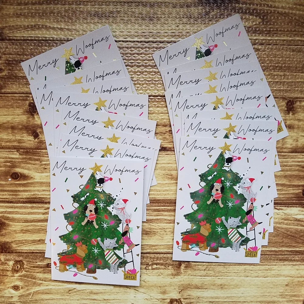 Merry Woofmas 16 Christmas Card Hammond Gower Dogs Boxed Set One Design
